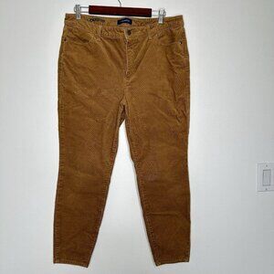 Talbots Corduroy Ankle Pants Size 14P Caramel Stretch High Waist Jegging